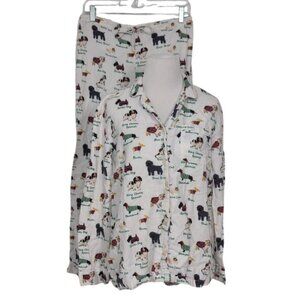 Talbots Flannel Pajama Set Womens Size XS Small Dog Cat 2 Piece Lightweight